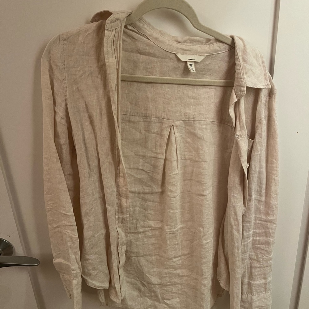 H&M Linen Shirt in Light Beige